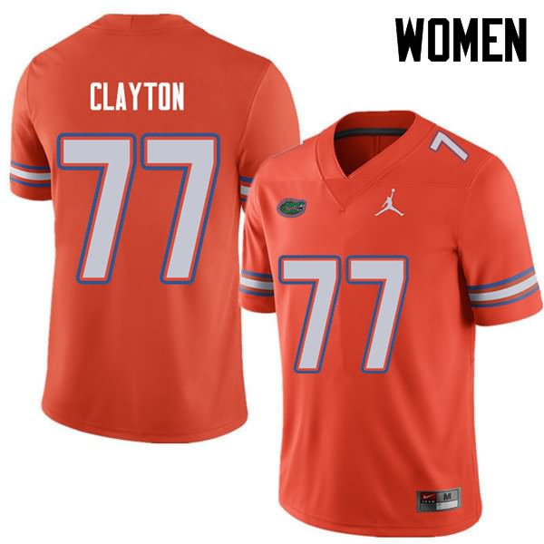 Women's NCAA Florida Gators Antonneous Clayton #77 Stitched Authentic Jordan Brand Orange College Football Jersey VAV1865GH